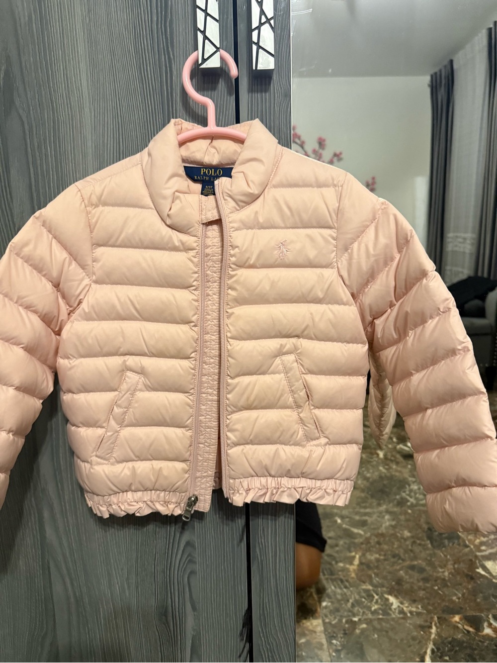 Polo by Ralph Lauren Girls Pale Pink Quilted Puffer Jacket